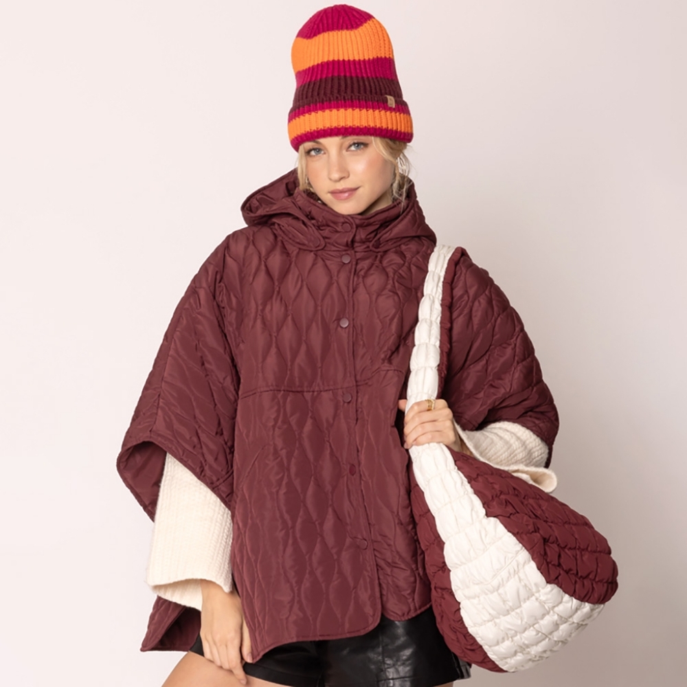 Burgundy Ivory Cloud Puffer Hobo Bag Purse Quilted Shoulder Womens Crossbody